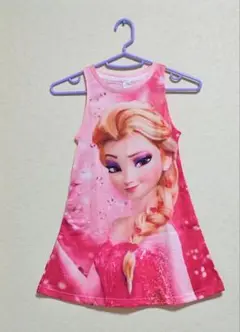 キッズ　アナ雪エルサ　ワンピース　ローズピンク