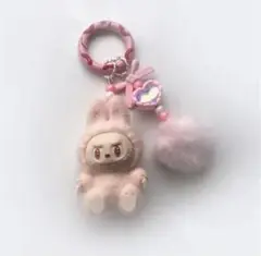 【新品未使用】【送料込】ラブブぬいぐるみキーホルダーホワイトピンク×1