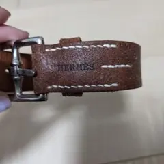 HERMES ブレスレット 革 茶色 箱、袋付き