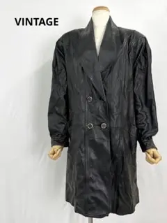 90s 00s Y2K 古着女子 上品 高級 本革 レザージャケット コート 黒