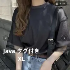 Java クラシカルエルフ　チュールレイヤードバックプリントシンプルTシャツ