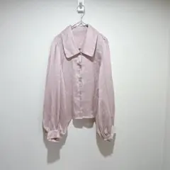 【関西ファッション連合】長袖シャツ　前開き　ポリエステル製　Lサイズ　ピンク