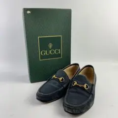 GUCCI 35 ホースビットローファー スウェード 本革 レザー 紺/TB4