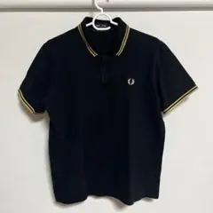 Fred Perry 黒 ポロシャツ ゴールドストライプ