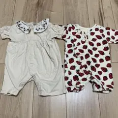 【お値下げ中】いちご柄2点セット　カバーオール　50 60 70 女の子
