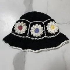 ハンドメイド フラワーモチーフ グラニースクエア バケットハット kids