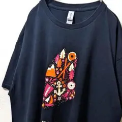 ギルダン メイン ダンキン デカロゴ Tシャツ ブラック 黒 XL 古着