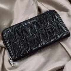 ミュウミュウ【MIUMIU】長財布 ブラック マテラッセ★884
