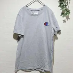 【チャンピオン】グレー Tシャツ Lサイズ　ロゴ刺繍　男女問わず