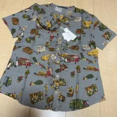 タグ付き新品　マドモアゼルノンノンパパス　ブラウス　シャツ　Ｌ　麻100%