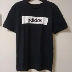 adidas 黒 Tシャツ ロゴ入り