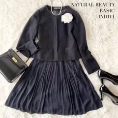 【M】美品 NNB INDIVI ノーカラージャケットスカート セレモニー