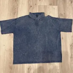 【SERACE】ヴィンテージデザインルーズケミカル半袖ハーフジップTシャツ