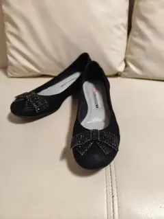 【美品】コンポジション9 リボンビジュー フラットシューズ パンプス