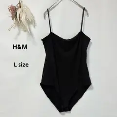 エイチアンドエム　H&M　ボディスーツ　L　キャミソール　ブラック　リブトップス