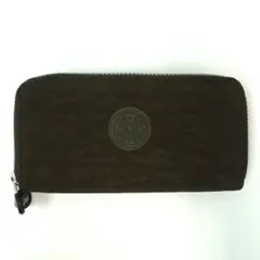 【美品】KIPLING　長財布　ロングウォレット　ダブルジップ　茶系
