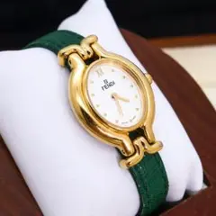 稼働 FENDI 腕時計 640L 外箱 グリーンベルト カメレオン 2271