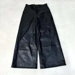 美品 HARE ハレ レザー ワイド パンツ ブラック フレア