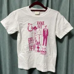 ANNA SUI USA製 グラフィックTシャツ ホワイト×ピンク レトロポップ