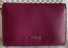 【ほぼ未使用】FURLA パープル レザー 名刺入れ　フルラ
