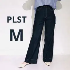 【美品】PLST プラステ ハイライズワイドジーンズ　Mネイビー
