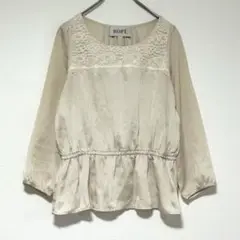 n0713【ロペ】カットソー チュニック レース 花柄 ドッキング素材