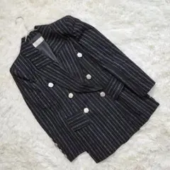 Ies Bijou 　ジャケット　トレンチコート　ダブル　ストライプ　ブラック