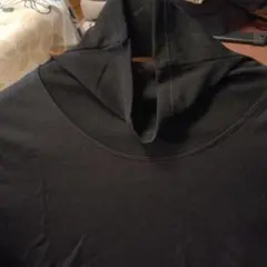 シャルレ女性ハイネック透け感カットソー長袖～黒 M サイズ裾ラメ入り