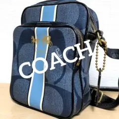 bg56. COACH ヘリテージ ショルダーバッグ シグネチャー×ストライプ