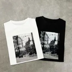 【新品】フォトプリントオーバーサイズTシャツ ホワイト