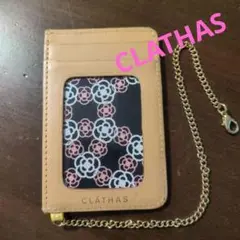 CLATHAS 花柄パスケース チェーン付き ラインストーン