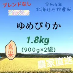 900g×2 玄米 新米ゆめぴりか 北海道産令和4年
