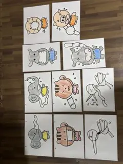 動物キャラクターの教育用教材 10枚セット