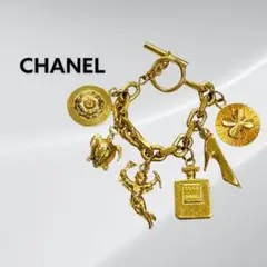 シャネル アイコンモチーフ カメリアNo.5 天使 ゴールドチェーンブレスレット