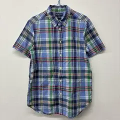 Ralph Lauren チェック柄 半袖シャツ ブルー系　XL ヤ30