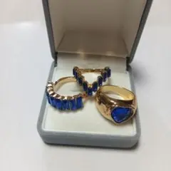 青色ストーンのリングセット