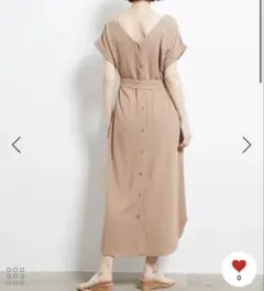 ロペピクニック麻レーヨンVネックガウンワンピース