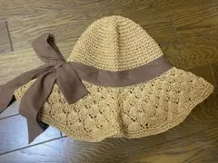 値下げ中！！♡リボン付き広つば麦わら帽子 ベージュ