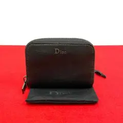 未使用保管品 袋付 クリスチャンディオール ロゴ ラウンドジップ 二つ折り 財布