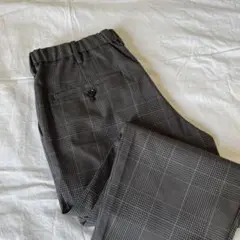 グレー系チェック テーパードスラックス