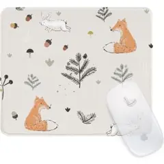 きつね❤️うさぎ マウスパッド 滑りにくい 大判 24×20 防水