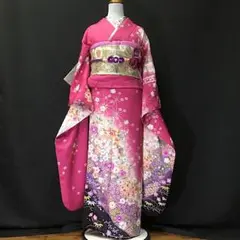 【成人式応援大特価】逸品 作家物 落款 花舞衣 金通し 辻が花 絞り 振袖