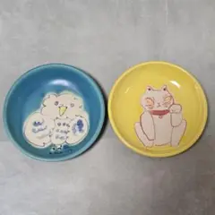 chato　キダサトコ　フクロウと招き猫の小皿2点セット