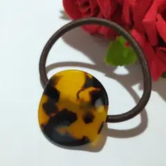 [NEW]濃いべっ甲柄丸形ヘアゴム　3.5cm/3.5cmアセテートNO.296