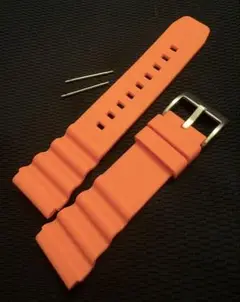 22mmオレンジ シリコンラバーベルト 取り付けピン付き