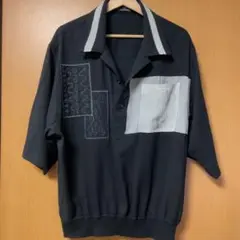 CALBARI ステッチ刺繍 半袖オープンカラーシャツ Lサイズ 日本製 モード