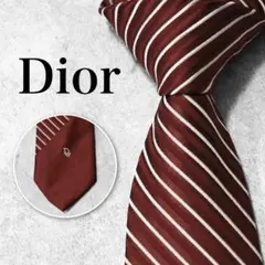 【美品】Christian Dior ネクタイ レッド ストライプ トロッター