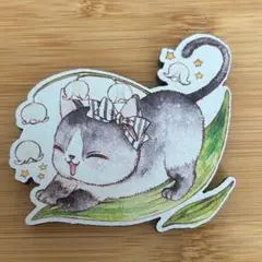 はるのねこびより　すずらんマグネット　水彩イラスト