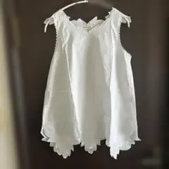pual ce cin 刺繍ノースリーブトップス ホワイト