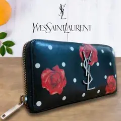サンローランYSL ロゴ金具 カサンドラ ラウンドファスナー 長財布